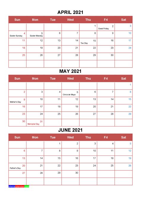 This template is available as editable word / pdf document. Printable April May June 2021 Calendar Template Word, PDF ...