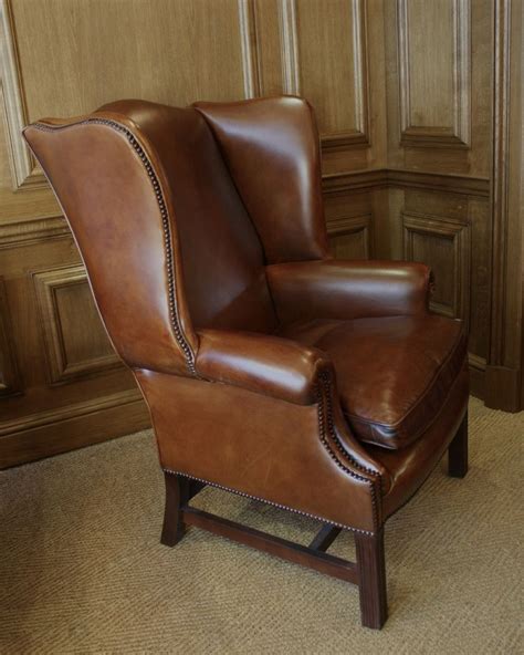 Plain Back Tan Leather Georgian Wing Chair Leather Furniture Leather