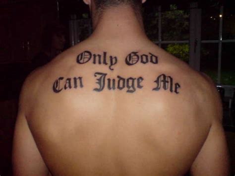 Only God Can Judge Me Tattoo On Shoulder