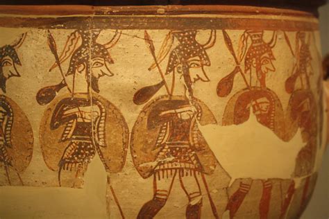 Destroyers Of The Minoans Mycenaean Warriors Depicted On A Krater