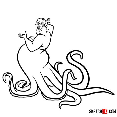 How To Draw Ursula The Little Mermaid Sketchok Easy Drawing Guides