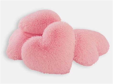 Fluffy Pink Heart Shaped Decorative Pillow Send A Hug Etsy