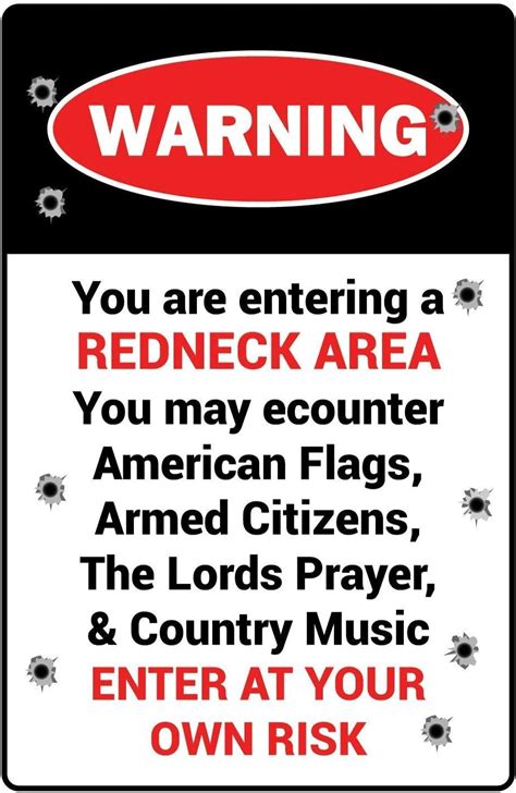 Ldworan Retro Tin Sign You Are Entering A Redneck Area