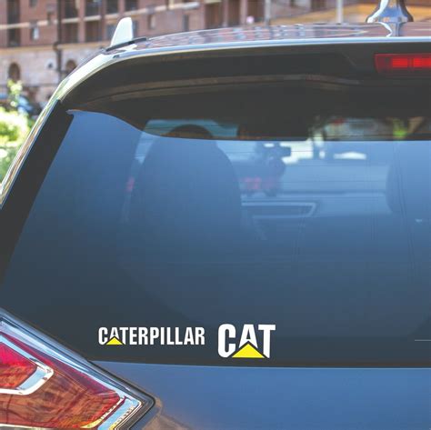 Caterpillar Cat White 2 Sticker Set Tradie Car Ute Truck Window Decal