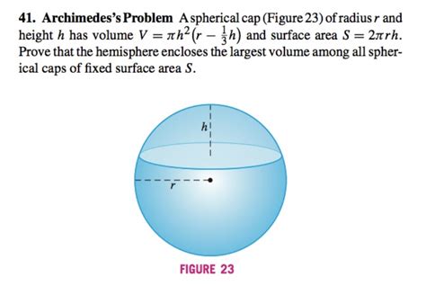 Solved A Spherical Cap Figure 23 Of Radius R And Height H