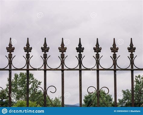 Ornamental Metal Fence With Spikes Pointing Up Stock Photo Image Of
