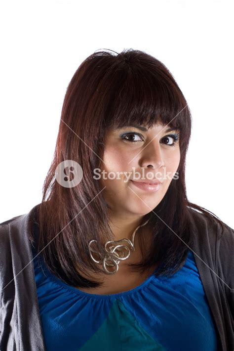 Portrait Of An Attractive Young Hispanic Woman Isolated Over White Royalty Free Stock Image