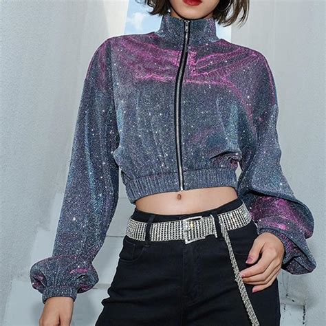 #5 or 5mm is a standard for most jackets. 7Mang 2019 Spring Korean Fashion Glitter Short Jacket ...