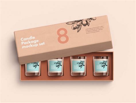 Free Candles Package Mockup Psd