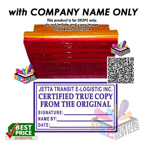 Certified True Copy With Company Name 4 Kinds Of Size Customized