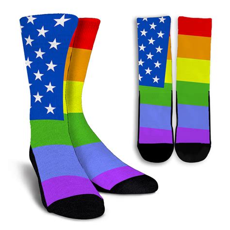 usa rainbow flag crew socks