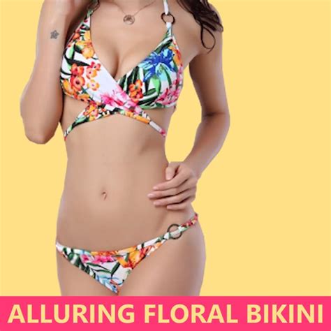 Alluring Halter Lace Up Floral Print Bikini Set Video Video In 2021