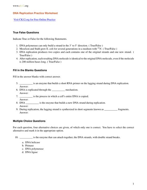 Creating worksheets an instrument of teaching and studying activities is an effective strategy for teaching pupils thoughts in learning matter matter. Dna Replication Practice Worksheet | db-excel.com