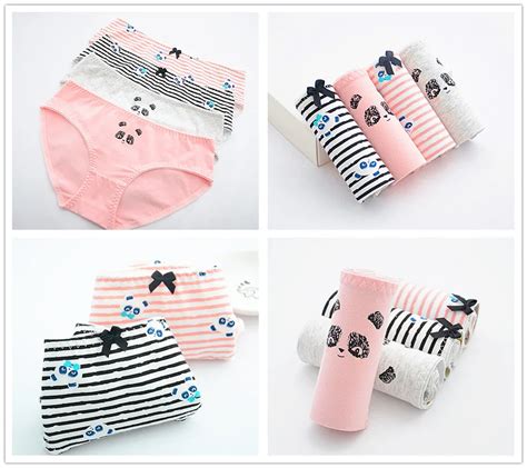 4 Pcs Packed Panda Cotton Girl Women Briefs Panties Underpants Lingerie Underwear L Xlwomens