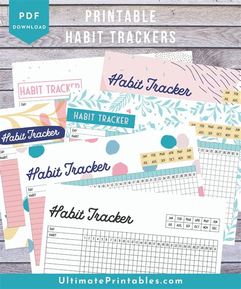 Habit Tracker Printable Habit Tracker Bundle Minimalist Habit