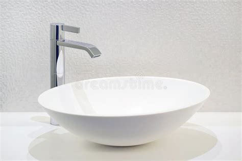 Modern White Bathroom Sink With Faucet Stock Photo Image Of Detail
