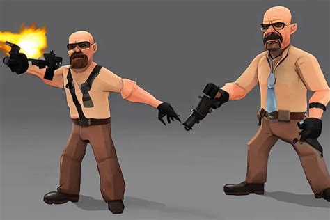 Walter White Is Heavy From Team Fortress Firing A Stable Diffusion