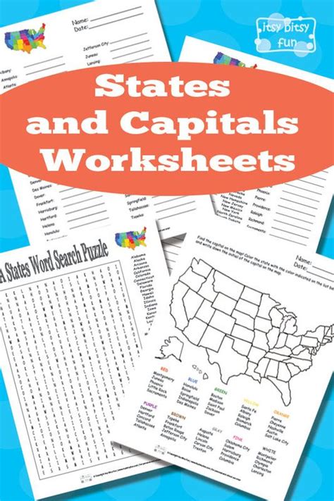 States and Capitals Worksheets | States and capitals, Facts and Geography