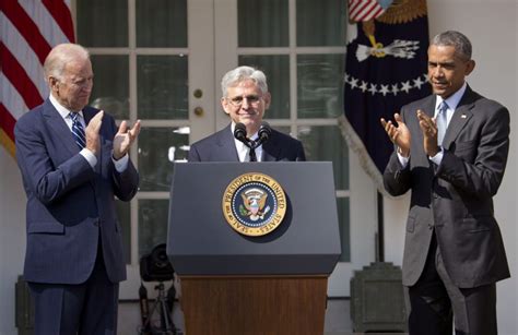 Us president barack obama, with vice president joe biden (l), announces his supreme court nominee, merrick garland (r), in the rose garden at for me there could be no higher public service than serving as a member of the united states supreme court. garland is considered a moderate. President Obama Nominates Merrick Garland To The Supreme ...