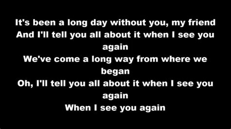 See You Again Lyrics Wiz Khalifa Ft Charlie Puth Youtube