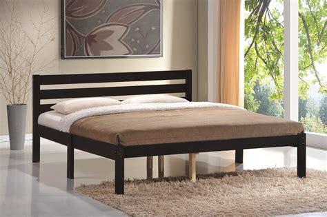 Home Life Short Headboard Espresso Mocha Wood Platform Bed With Slats