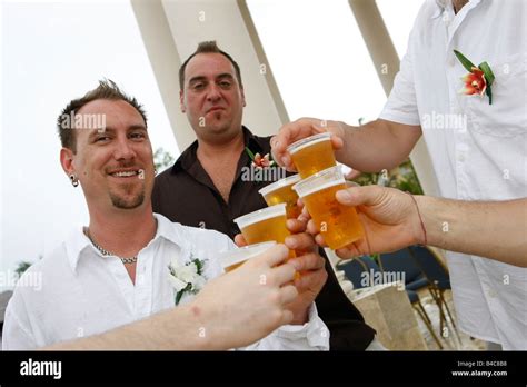 Toast With Beer To A Tropical Wedding At Dreams Resort In Punta Cana