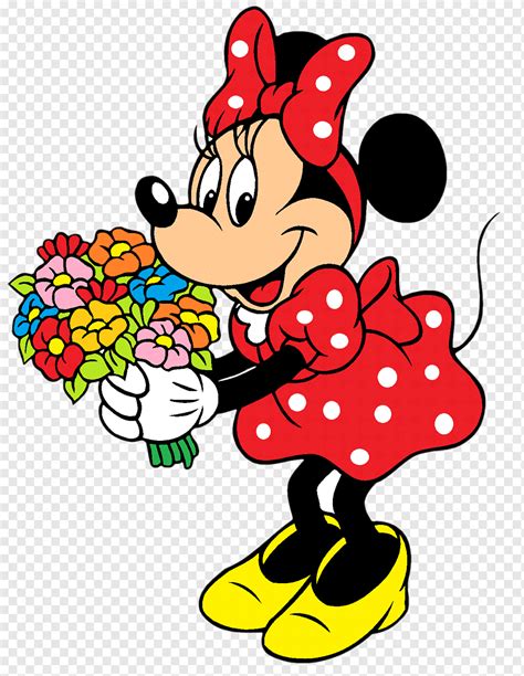 Minnie Mouse Holding Flowers Drawing Papel De Parede Minnie Rosa Para