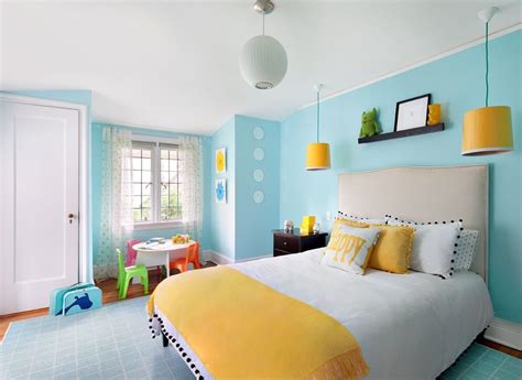 Blue Yellow Bedrooms Inspiring Teenage Girls Bedroom With Blue Walls