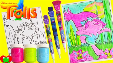The coloring page is printable and can be used in the classroom or at home because coloring is essential to the overall development of a child. Trolls Poppy Crayola Washable Paints Coloring Page with ...