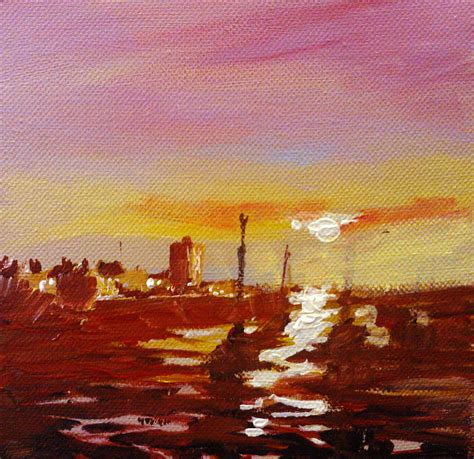 Sun Setting Over Herne Bay Painting By Paul Mitchell Fine Art America