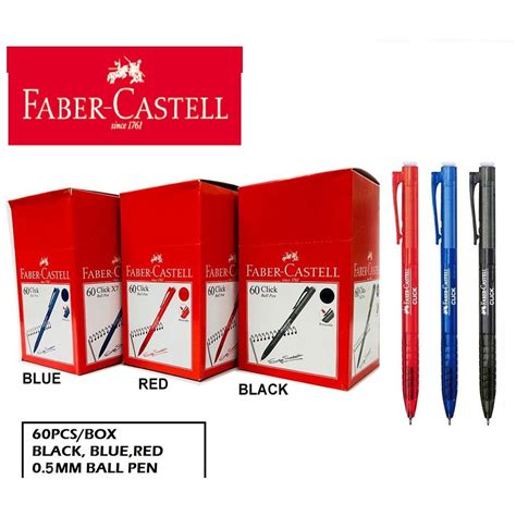 Faber Castell Click Ball Pen X5 05mm Blue Black Red Shopee