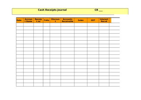 Cash Receipts Journal Template Fillable Printable Cash Gambaran