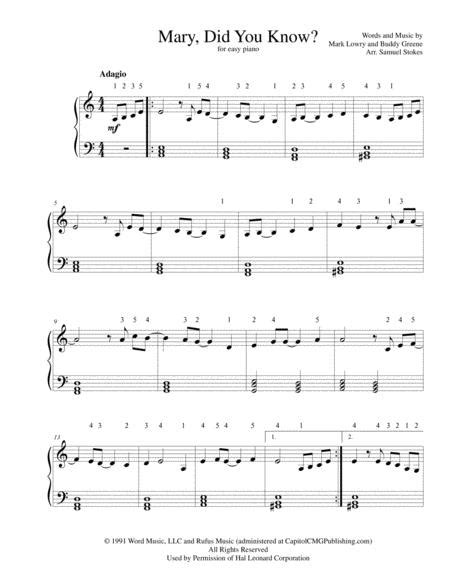 The piano guys mary did you knowcorelli christmas concerto sheet music notes chords download printable cello and piano sku 194647. Mary, Did You Know? - For Easy Piano By Kathy Mattea - Digital Sheet Music For - Download ...