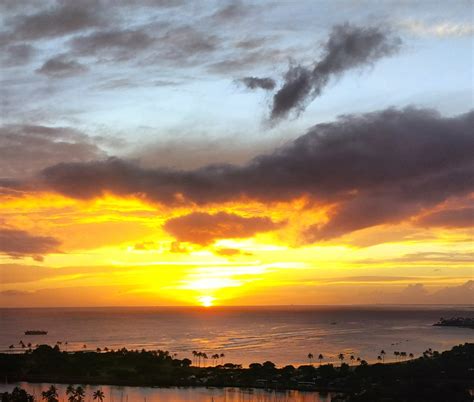 Sunset Over The Ocean In Honolulu Hawaii Image Free Stock Photo