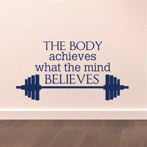 Gym Wall Decal Sports Quotes The Body Achieves By