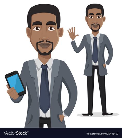 African American Business Man Cartoon Character Vector Image