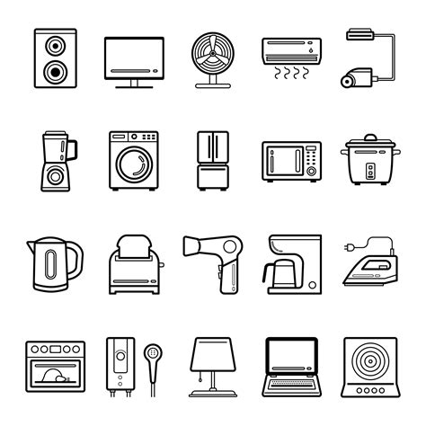 Household Appliances Outline Icon Set 1178976 Vector Art At Vecteezy