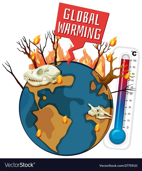 Global Warming With Deforestation On Earth Vector Image