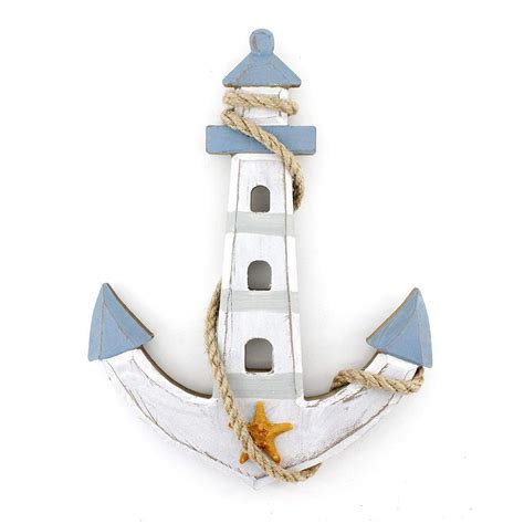 10x76 Wooden Nautical Lighthouse Anchor Wall Hanging Ornament Plaque