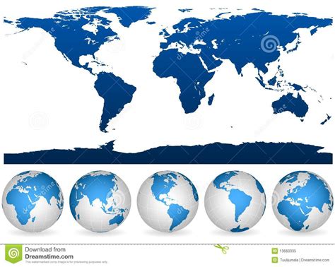 Profilo E Globi Dettagliati Del Mondo Illustrazione Vettoriale