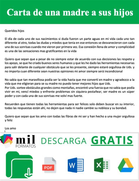 Carta De Una Madre A Sus Hijos Formatos Y Ejemplos