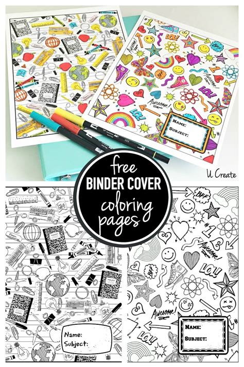 Free Printable Coloring Page Binder Cover Printable Calendar Printable