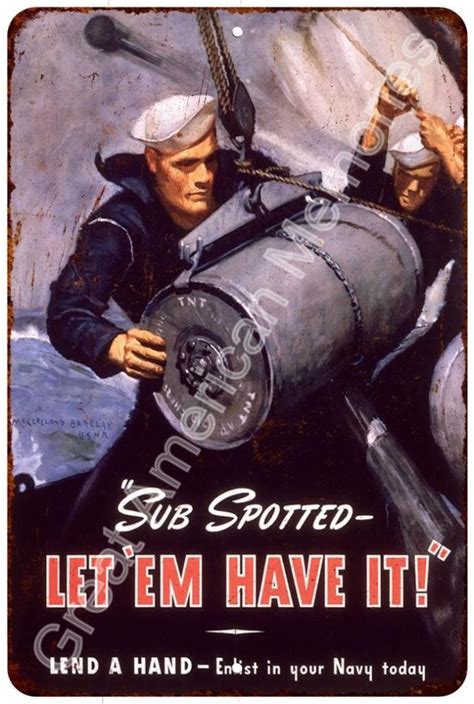 Let Em Have It Enlist In The Navy Vintage Reproduction Sign 8x12