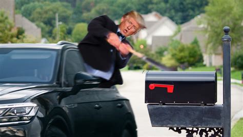 Trump Drives Around Playing Mailbox Baseball In Latest Voter