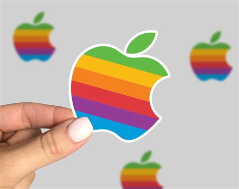 Retro Vintage Apple Rainbow Sticker Retro Apple Logo Sticker Etsy