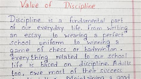 Write A Short Essay On Value Of Discipline Essay Writing Essay