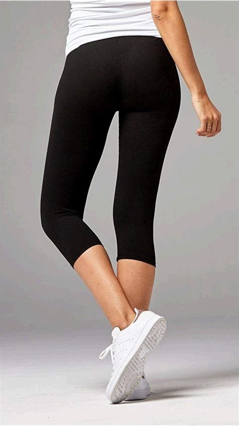 Premium Ultra Soft Womens High Waisted Capri Leggings Black Size 12