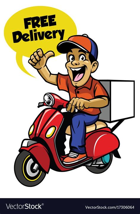 Delivery Guy Riding Scooter Royalty Free Vector Image Riding Scooter