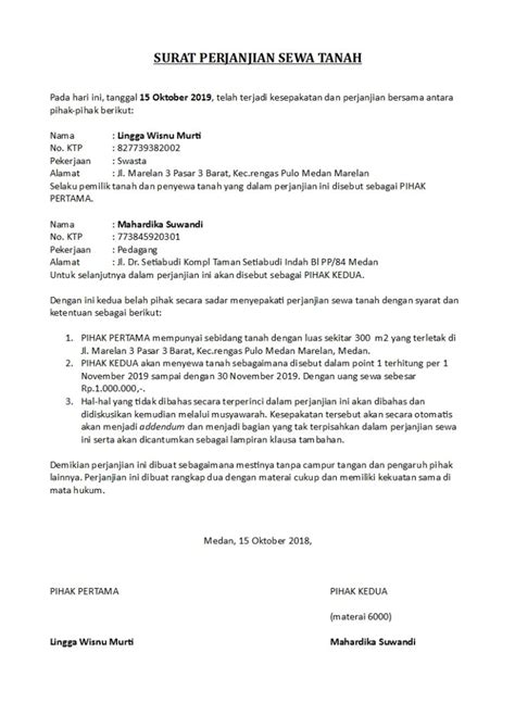 Surat perjanjian adalah surat yang dibuat oleh dua orang pihak yang memiliki suatu urusan bersama yang. Contoh Surat Perjanjian Sewa Tanah Dan Bangunan Yang ...