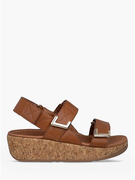 Fitflop Remi Leather Strap Flatform Sandals Natural At John Lewis And Partners